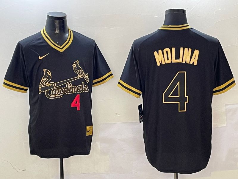 Men St.Louis Cardinals #4 Molina Black Gold Game 2025 Nike MLB Jersey style 4